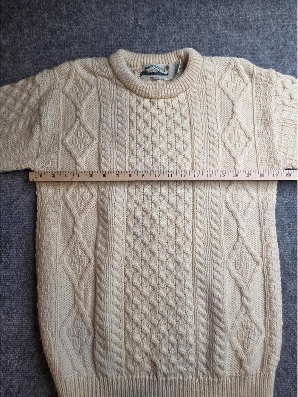 Vintage ARAN CRAFTS Fisherman Cable Knit Sweater Men's Size Medium Cream - Picture 2 of 6